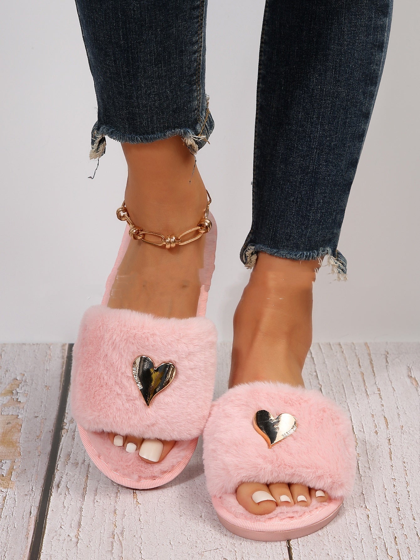 Fluffy Slipper Fall Winter Warm Home Fur Furry Slippers Women Plush Shoes Indoor House Fuzzy Flip Flops Female Padded Fleece Living Bedroom